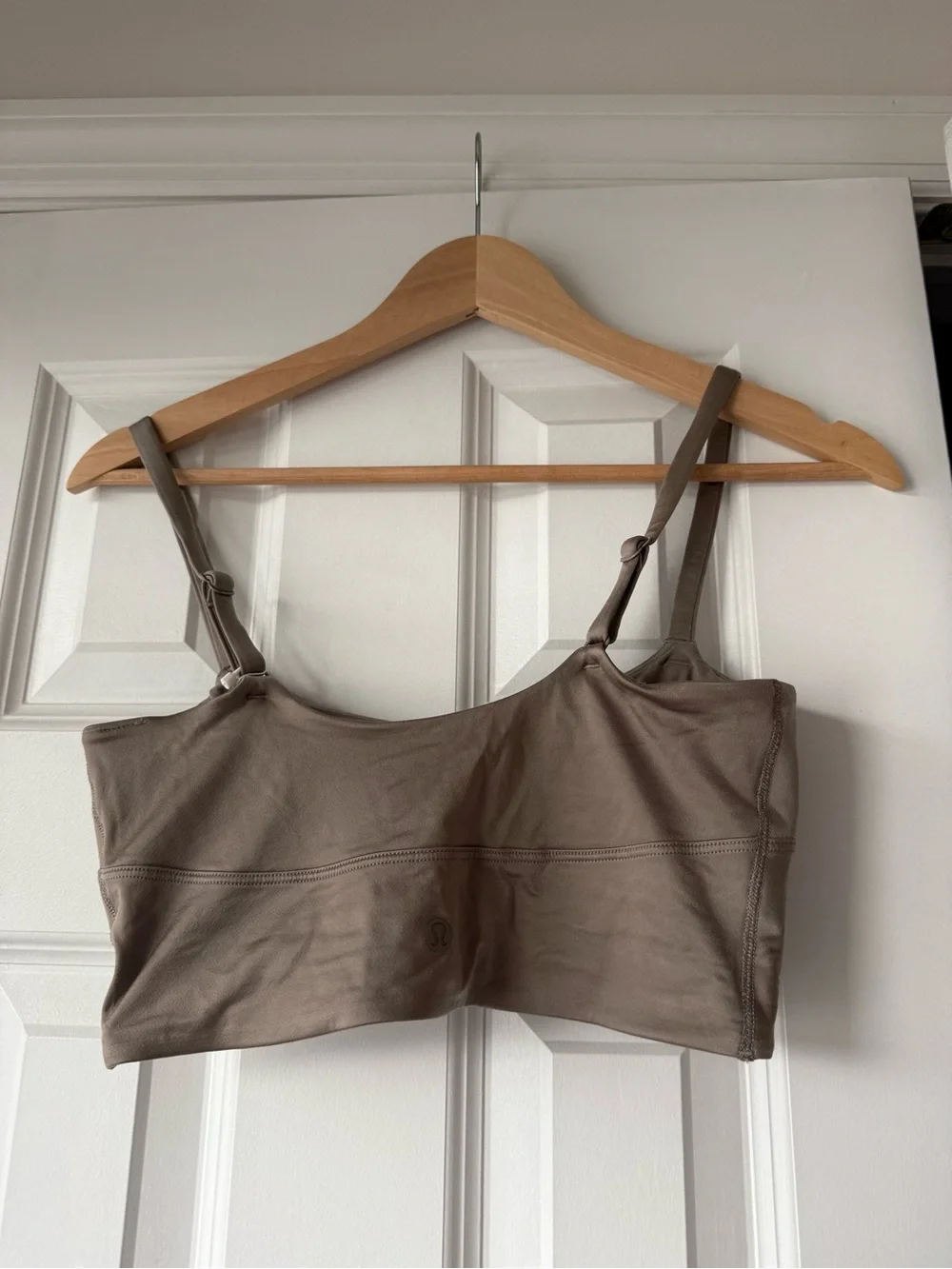 Lululemon Satin Spaghetti Strap Yoga Bra Warm Ash Grey